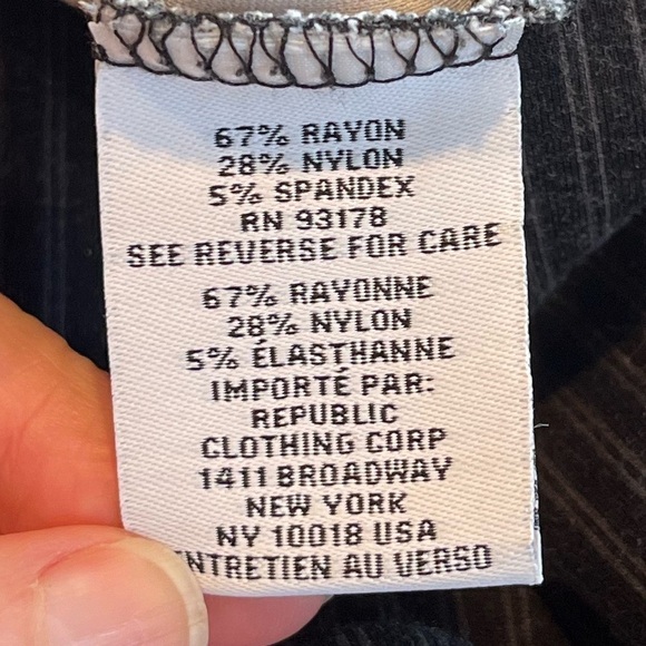 MAGASCHONI Black Double Pinstriped Stretch Pants Size Medium Pull On - Picture 8 of 11